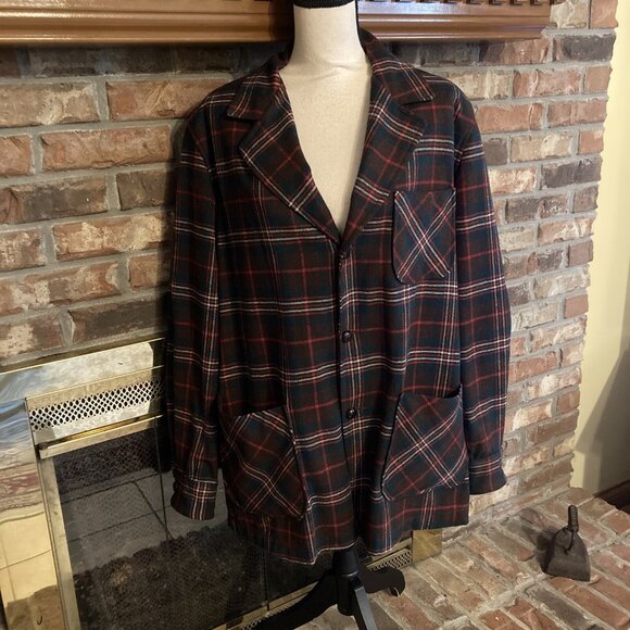 Pendleton Red Men’s  Casual Blazer Shirt 100% Wool Size medium Vintage - Picture 1 of 6